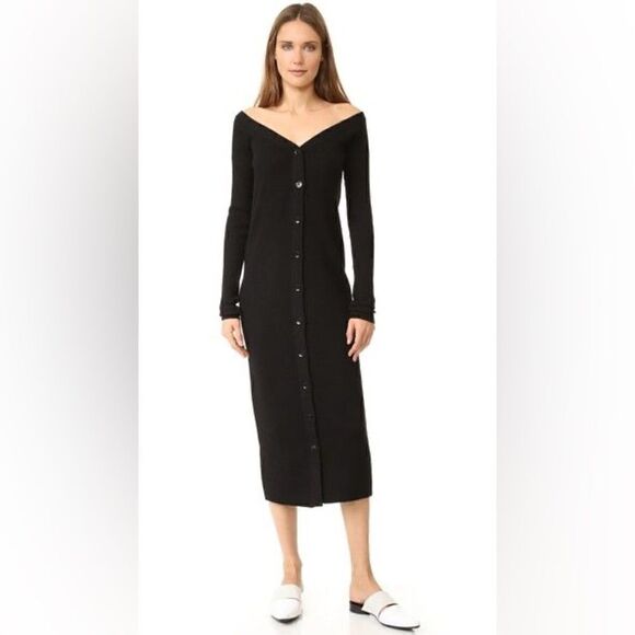 Tibi Merino wool Rib Decollete Sweater Dress - Picture 4 of 11